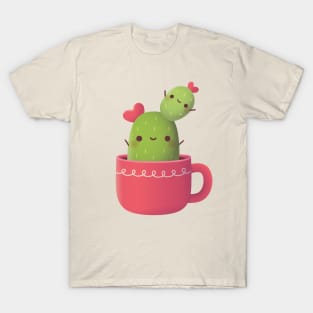 Cute Cactus Couple Stuck With Each Other T-Shirt
